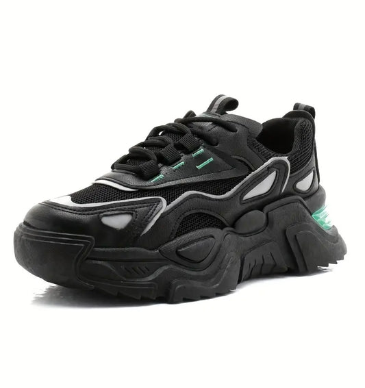 Black and green cool trendy platform sneakers shoes chunky