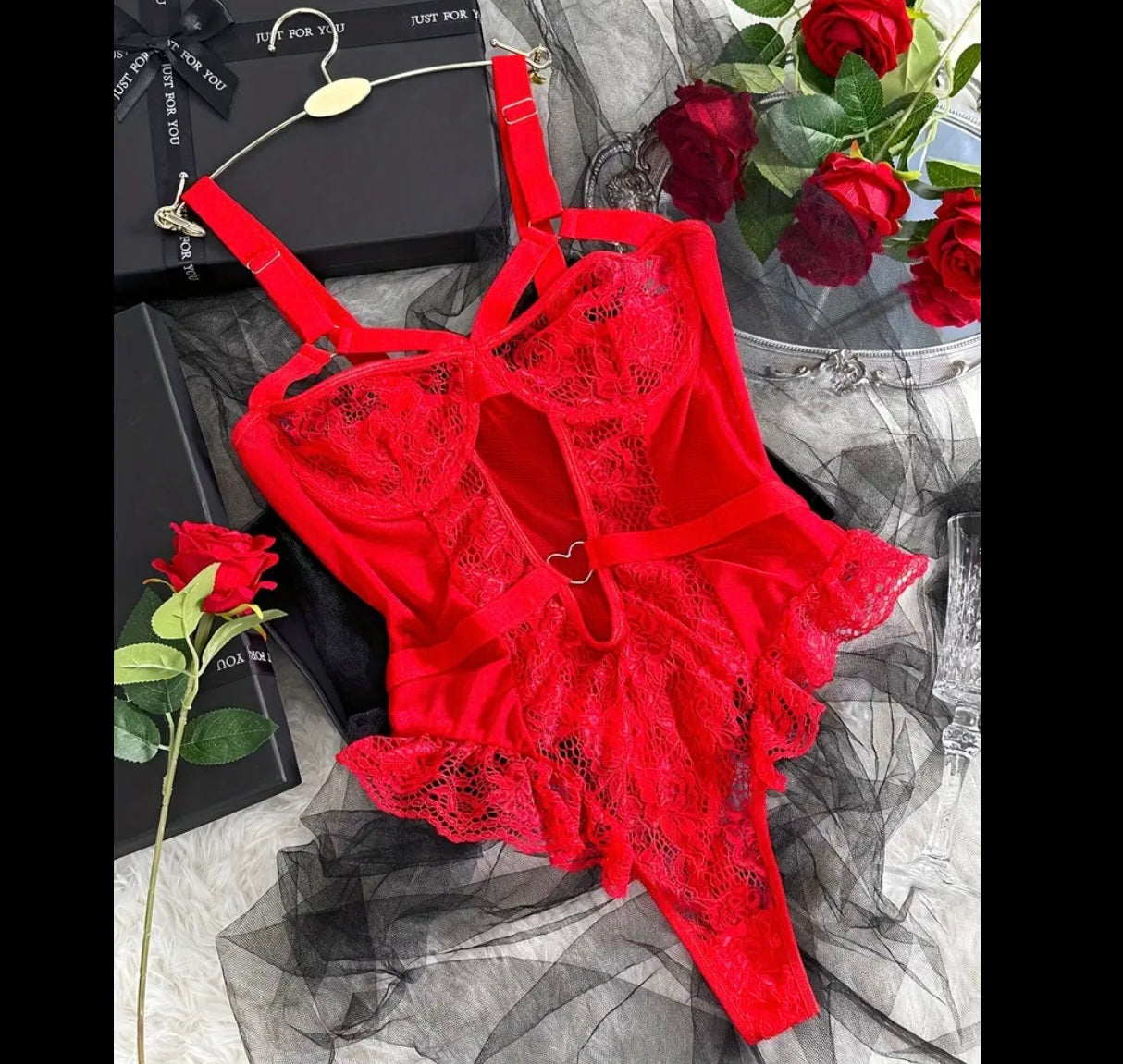 Red Sexy lace thong bodysuit lingerie underwear